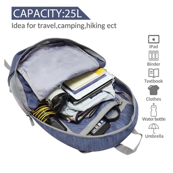 Csomagolható kis hátizsák 25L Kültéri horgásztáskák Vízálló Utazás Trekking Túrázás Kemping Hátizsák Sport tornazsákok nőknek