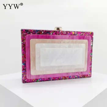 Rose-Carmine pénztárca márka Luxus esküvői party táska akril doboz Nappali tengelykapcsolók esti parti esküvői pénztárca tervező Kiváló minőségű