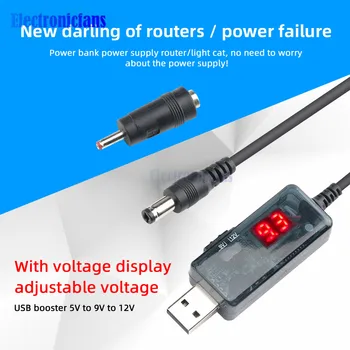 USB Boost Converter DC 5V - 9V 12V USB lépcsős átalakító kábel tápegységhez / töltőhöz / átalakítóhoz