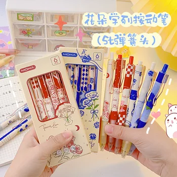 Yatniee 6db Kawaii Rose Gel toll Irodai írószer kiegészítők Aranyos tollak íráshoz Iskolai kellékek Aranyos tollak Kawaii cuccok