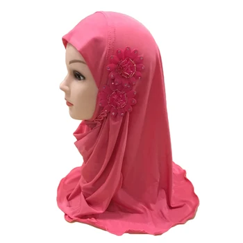 Muszlim virágos hidzsáb 2-7 évig Gyereklányok egy darab Amira iszlám gyermek fejkendő Húzza fel Olvasás Készült kalap turbán csomagolás viselésére