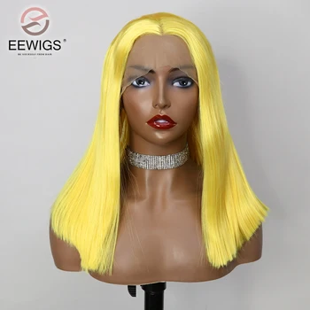 Clearance Sales szintetikus rövid Bob Pixie vágott átlátszó csipke elülső paróka sárga színű drag queen parókák nőknek előre kopasztott