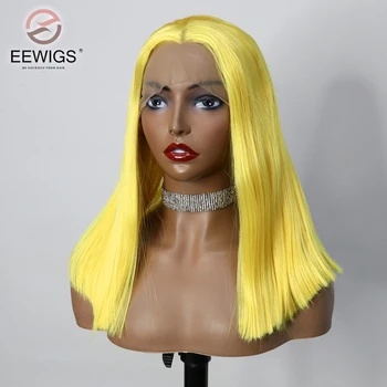 Clearance Sales szintetikus rövid Bob Pixie vágott átlátszó csipke elülső paróka sárga színű drag queen parókák nőknek előre kopasztott