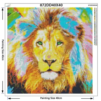 DIY gyémánt hímzés oroszlán teljes négyzet alakú gyémánt festmény keresztöltés akció strassz gyémánt állat lakberendezés