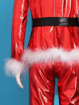 Gyereklányok Karácsonyi Mikulás pulóver műszőrme harang alsó fényes bodyk karneválra Karácsonyi parti jelmez Balett Tánc Unitard