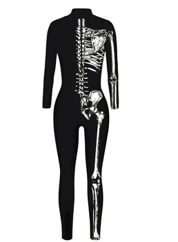 Jumpsuit nőknek 2023 Új Halloween színes csontváz mintás jelmez jumpsuit személyre szabott fél garbó vékony jumpsuit