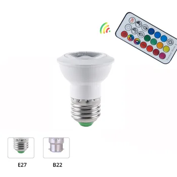 LED izzó E27 B22 RGB távolsági izzó távirányítóval szabályozható spotlámpa a szoba otthoni nappali dekorációjához