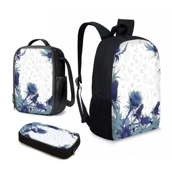 YIKELUO Fashion Boho Cirsium Setosum Design Nagy kapacitású notebook táska Lila virágmintás alkalmi Mochilas hátizsák ajándék