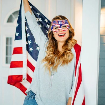 12db Amerikai függetlenség napi dekorációs papírszemüveg USA nemzeti ünnepi papírszemüveg Boldog USA függetlenség napi párt fotó kellékek