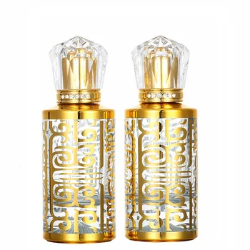 5db Arab illat újratölthető palack Luxus arany porlasztó csavaros nyakú szivattyú üres kerek üveg spray köd parfümös palackok 50ml