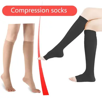 Térdig érő fáradtság elleni Uniszex formázó nyomástartó harisnya Kompressziós zokni visszér Nyitott lábujj