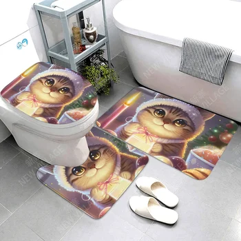 otthoni fürdőszoba padlószőnyegek karácsonyi állatok fürdőkád lábszőnyeg modern fürdőszobai kiegészítők szőnyeg WC-szőnyeg Fürdőkád csúszásgátló szőnyeg