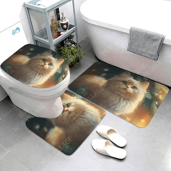 otthoni fürdőszoba padlószőnyegek karácsonyi állatok fürdőkád lábszőnyeg modern fürdőszobai kiegészítők szőnyeg WC-szőnyeg Fürdőkád csúszásgátló szőnyeg