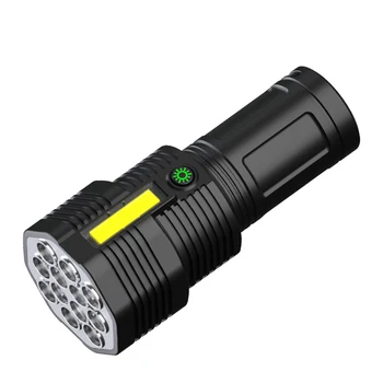 BORUiT 12LED COB ultrafényes zseblámpa USB újratölthető vaku zseblámpa vízálló vészvilágítás kempinghez vadászlámpa