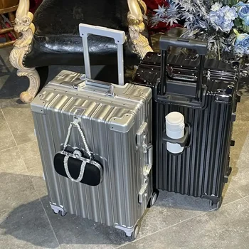 20 22 24 26 28 hüvelykes bőrönd ötvözet Uniszex divatkocsi tok univerzális poggyász Férfi női utazási ajánlatok kerekekkel