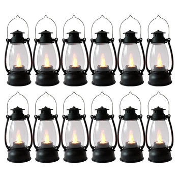 Vintag gyertyalámpák Kis függő lámpák beltérben 12db villogó gyertyával otthoni dekorációhoz fekete