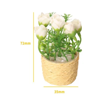 1:6 Babaház miniatűr rózsa virág cserepes növények modell babaház bútor dekoráció játék kiegészítők ajándék