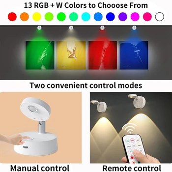 Távirányító újratölthető szekrény spotlámpák RGB reflektor éjjeli lámpa hálószobához