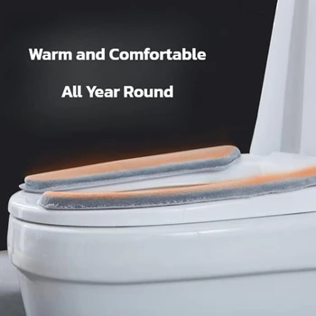Meleg párnázott WC-ülőkehuzat Újrafelhasználható WC-ülőkehuzat WC-memóriahabos párnapárna 4 szett
