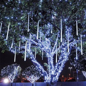 LED kültéri napelemes lámpafüzér lámpák Meteor zuhany eső LED-ek Tündér ünnepi karácsonyi parti koszorú Napelemes fény Kert vízálló