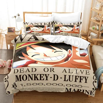 Anime One Piece ágynemű szett paplanhuzat Luffy párnahuzat rajzfilm dekorációs ágy Spead hálószoba paplanhuzat ágynemű öltöny gyerek ajándék