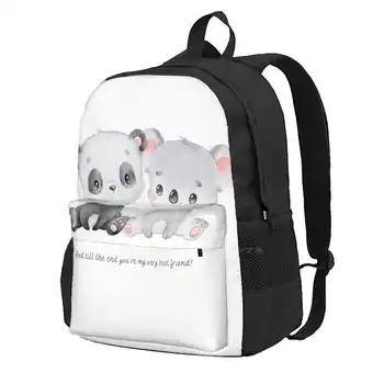 Barátság póló Nagy kapacitású iskolai hátizsák laptop táskák Barátság barátok Besties Legjobb barátok Panda Koala