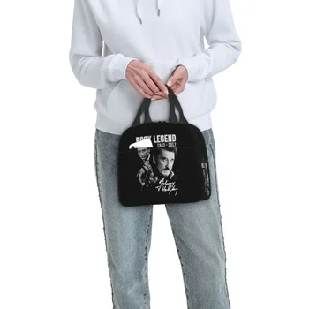 Johnny Hallyday szigetelt uzsonnás táska nőknek Szivárgásmentes France Rock Singer hőhűtő Bento Box Office Work School