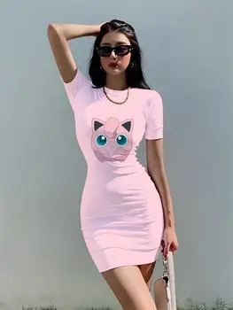 Elegáns és csinos női ruhák szalagavatóra Bodycon ruha Pikachu Pokemon Y2k Szexi 2023 Nyári parti esti nő Trendi Új