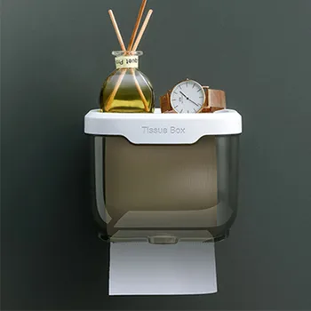 Lyukasztómentes WC-papírtartó doboz vízálló tároló WC-papír tároló állvány papírtörlő konyha Fürdőszoba tároló doboz