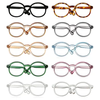 Plüss baba szemüveg kiegészítő kerek keret miniatűr szemüveg átlátszó lencse cukorka színű szemüveg stílus Blythe baba kiegészítőkhöz