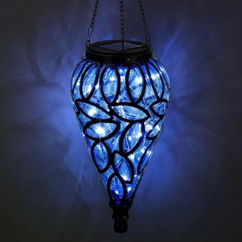 1 db Napelemes függő lámpa Kültéri lámpák Könny alakú hatás Kerti lámpa Kültéri vízálló udvar, terasz dekoráció Fekete-kék