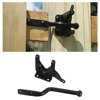 2Db önzáró kapu retesz Automatikus gravitációs kar kerítés kapu zár fa kerítéshez kapu ajtó reteszek acél fekete
