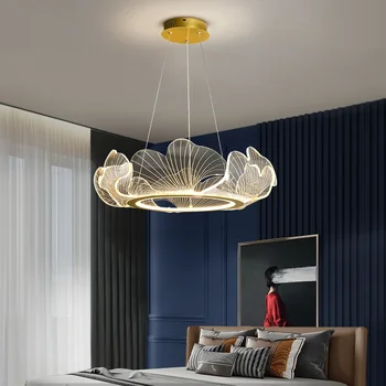 Modern LED lótuszlevél mennyezeti csillárgyűrű akril függőlámpa nappalihoz étkező otthoni dekoráció függő lámpa csillogó lámpatest