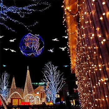 Led karácsonyi húr Tündérfények Kültéri AC220V EU dugó Füzér lámpa dekorációk otthoni partihoz Kert Esküvő Ünnepi világítás