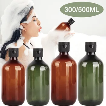 300 / 500ml Flip Cap samponadagoló palack szappan tusfürdő gél újratölthető palackok Fürdőszoba hordozható testápolási konténerek