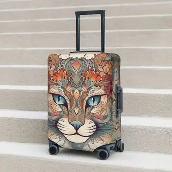 Macska bőrönd huzat Ünnepi állat Virágos mandala Hasznos poggyász kellékek Utazási védelem