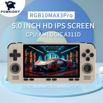 POWKIDDY Új RGB10max3pro retro kézi játékkonzol támogatja a PS emulátort 5,5 hüvelykes Liux OS videojáték-lejátszó Gyermek ajándékok