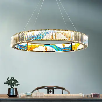 Modern színes zománc kristály LED függőlámpa nappalihoz hálószoba függő lámpa kerek / ovális lámpatest lakberendezés csillogása