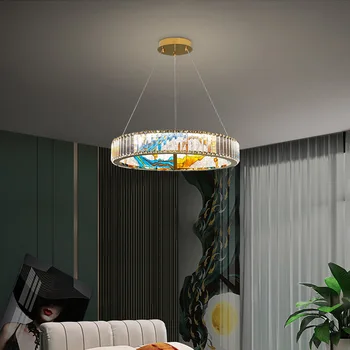 Modern színes zománc kristály LED függőlámpa nappalihoz hálószoba függő lámpa kerek / ovális lámpatest lakberendezés csillogása
