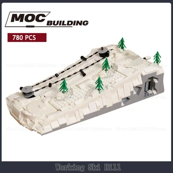 MOC építőelemek GBC modul munka Síhegy modell DIY összeszerelési technológia Tégla gyűjtemény kijelző játékok puzzle karácsonyi ajándékok