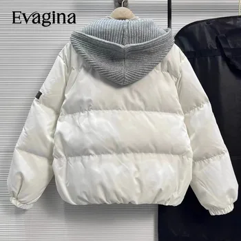 Evagina New Fashion High Street Designer őszi kabát női kapucnis hosszú ujjú cipzáras libakabát