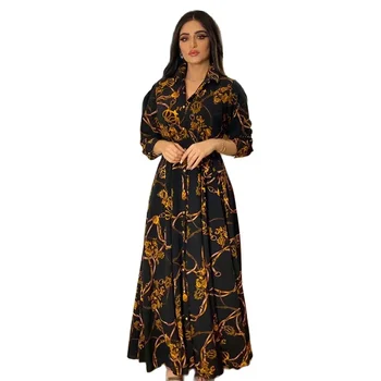 Elegáns francia abayák nőknek vintage mintás muszlim ruhák Törökország Dubai nagy méretű hosszú kaftán Abaya hosszú ujjú ingruha