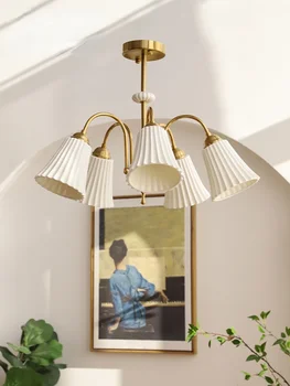 francia retro fehér kerámia csillár amerikai modern hálószoba étkező nappali üveg lámpák