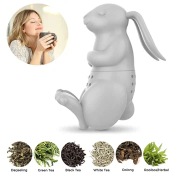 2db Aranyos nyúl szilikon tea infúziós szűrő nyuszi készítő Puer Tea gyógynövény teaszűrő eszközök Kiegészítők Ajándék