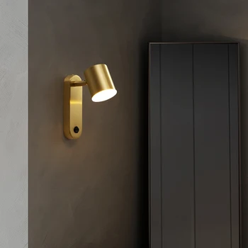 TEMOU Nordic réz fali lámpa LED kreatív kapcsolóval Fekete Sconce fényszög állítható dekorációhoz Home nappali hálószoba