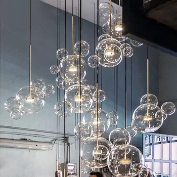 Nordic Mickey üveggolyós függőlámpák Kreatív személyiség Modern egyszerű étterem konyha Függő lámpák Led lakberendezés