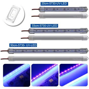 5730 12V 10cm- 50cm lila UV LED rúdfény alumínium U profil LED kemény szalag merev lámpák bár konyha szekrény világítás