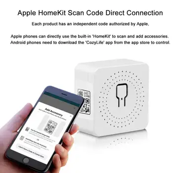 1-5PCS WiFi Homekit Smart Switch Mini 2-utas vezérlőkapcsoló 16A megszakító időzítő Hangvezérlés Siri Alexán keresztül Google Home