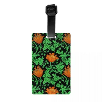William Morris Anemone poggyászcímke Bohochic virágos növények utazótáska bőrönd Adatvédelmi borító azonosító címke