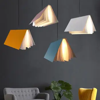 Könyv függőlámpa Led Nordic design lámpa replika Nappali hálószoba Kezdőlap Beltéri olvasási világítás dekoráció gyerekszoba fény